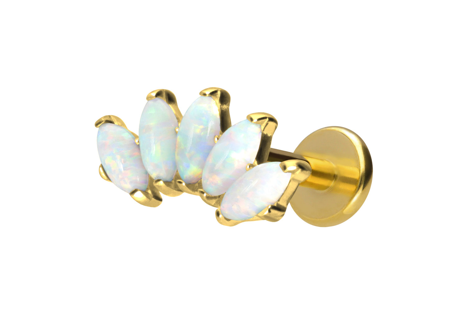 Titan Labret Piercing mit Innengewinde BOGEN + SYNTHETISCHE OPALE